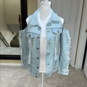 36 Point 5 Light Blue Distressed Jean Jacket